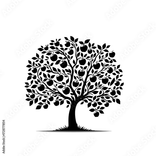 Apple Tree Vector – Natural Orchard with Ripe Apples