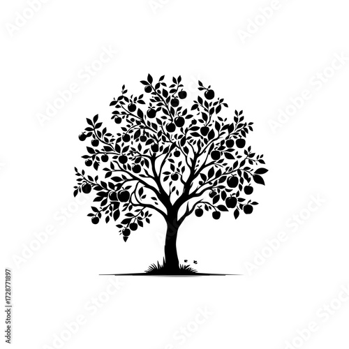 Apple Tree Vector – Fresh Orchard with Ripe Red Apples