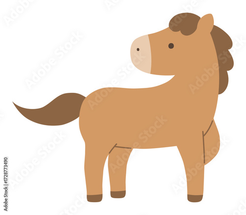 かわいい馬のベクターイラスト。干支、十二支、午、ゆるい、アイコン、うま、午年、年賀状