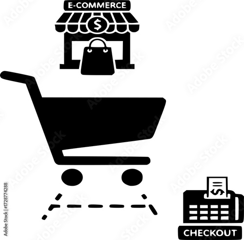 Shopping Cart Icon. e-commerce, Store, Checkout, line and solid style