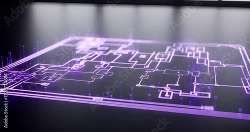Futuristic blueprint digital technology interface with hand interaction video footage