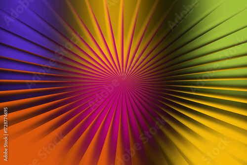 Vibrant spectrum of colors radiating from a central point in a starburst pattern