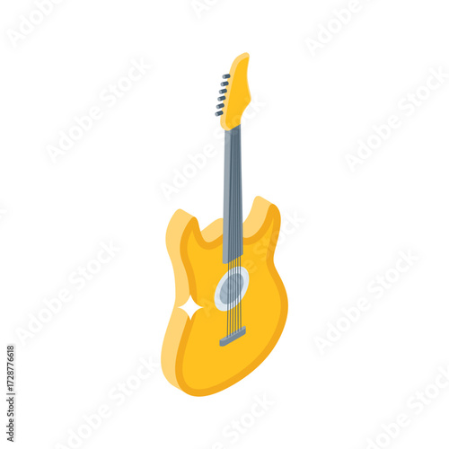 Handy isometric style icon of musical event guitar