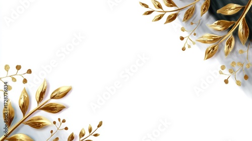 Elegant golden leaves frame a blank space, perfect for invitations or announcements
