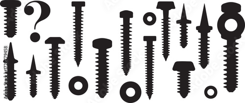 Screw icon, Bolt vector, Metal screw design, Industrial bolt graphic, Construction screw clipart, Hardware fastener silhouette, Nut and bolt symbol, DIY screw illustration, Fixing tool vector, Mechani