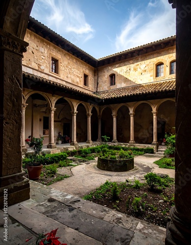 Ancient cloister courtyard