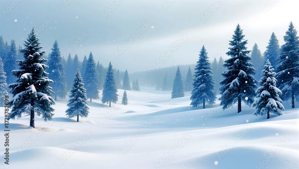Fototapeta premium Snowy Winter Forest Scene