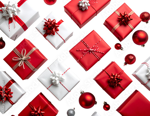 Christmas gifts in red and white