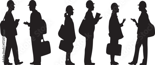 Business People Silhouette Set, Corporate Professional Vector Clipart, Office Worker Black Silhouettes Pack, Businessman Businesswoman Silhouette Collection, Meeting Presentation Silhouettes, Entrepre