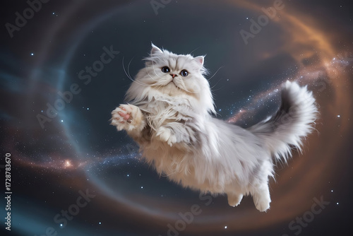 Purebred Persian cat against gradient background