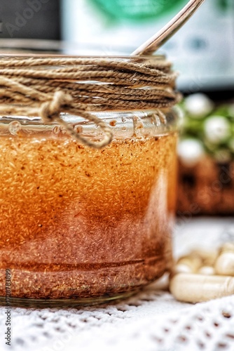 Psyllium husk mixed with water is used to treat constipation