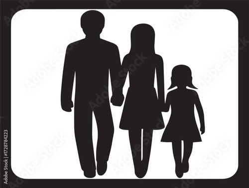Contemporary Family Life Icon in Professional Bold Silhouette Vector Illustration Graphic Style