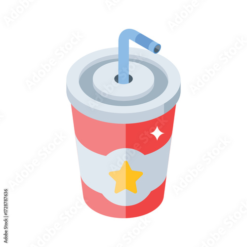 Handy isometric style icon of fruit juice drink