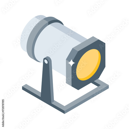 Premium isometric icon of spotlight stage light