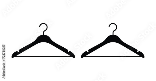 Minimal clothes hanger icon set — vector symbols of garment storage, fashion retail, wardrobe organization, and laundry interface design