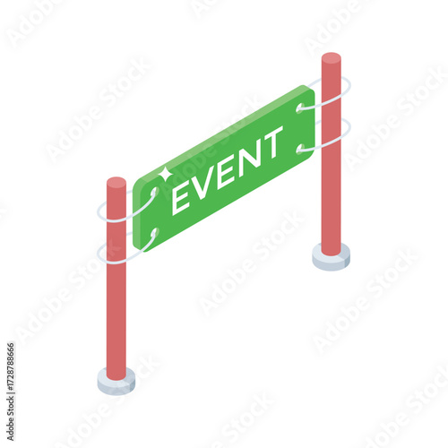 Sleek isometric icon of tall event board signage
