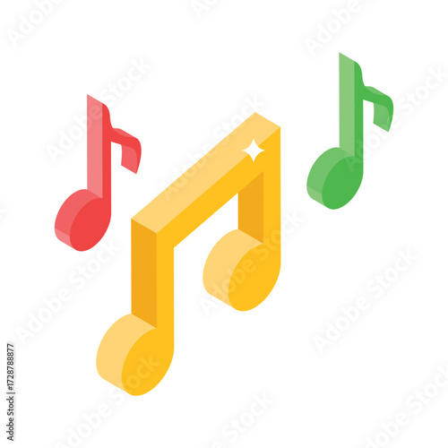 Modern isometric icon of musical performance notes