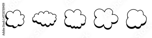 cartoon cloud outline icons set