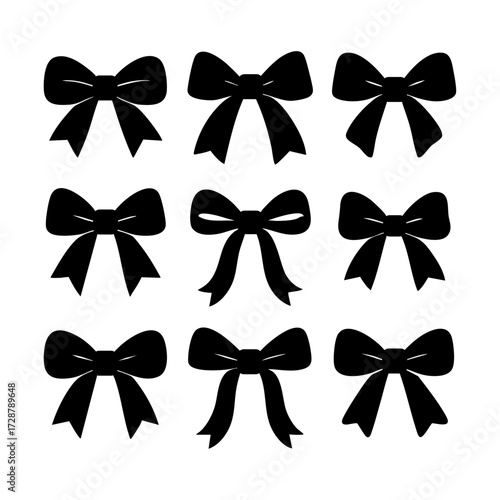 Bow ribbon silhouette set