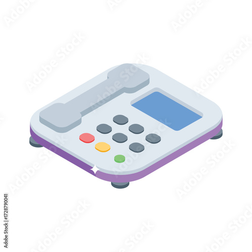 Handy isometric icon of classic desk landline phone