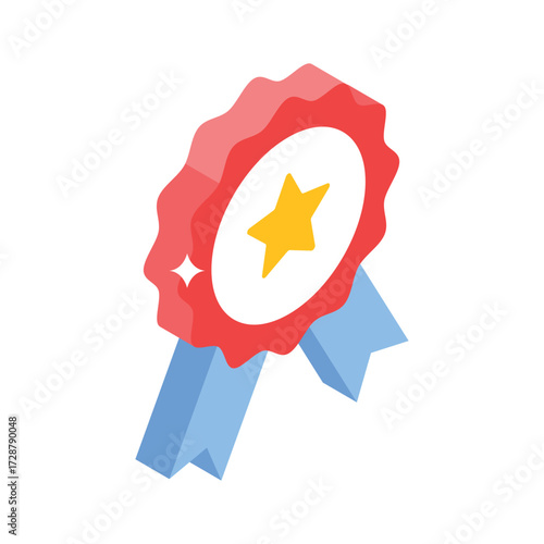 Premium isometric style icon of star-shaped event badge