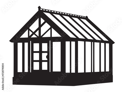 Greenhouse silhouette icon vector illustration solid black plant cultivation structure