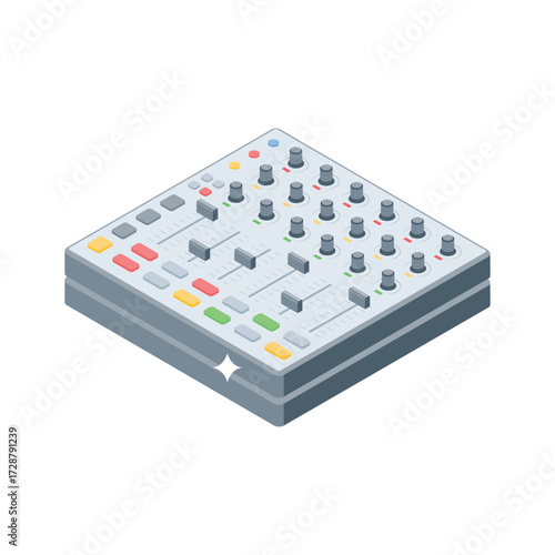 Sleek isometric style icon of music equalizer panel