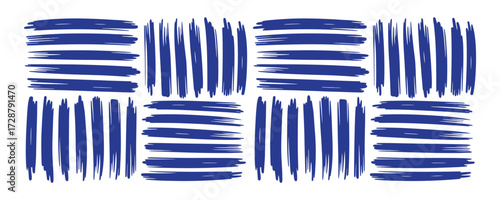 Abstract pattern of blue brush strokes forming a woven texture isolated on transparent background