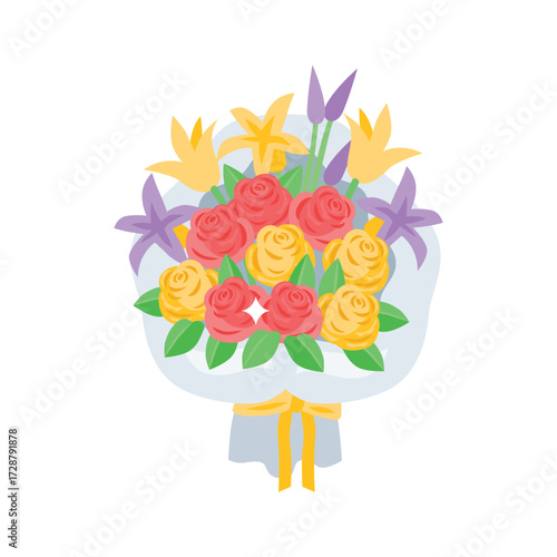 Sleek isometric icon of fresh flower bouquet