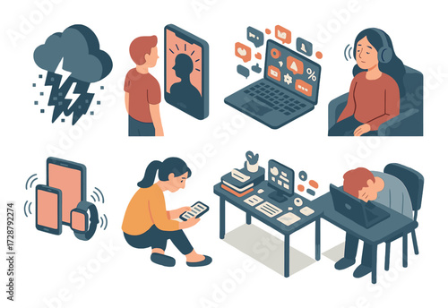 Digital lifestyle: virtual communication, media consumption, online interaction, technology habits