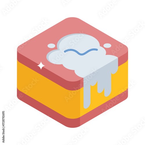 Premium isometric style icon of frosted pastry treat