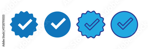 Four blue checkmark icons isolated on transparent background