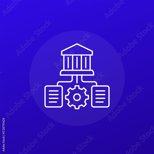 Bank document management icon, line vector design