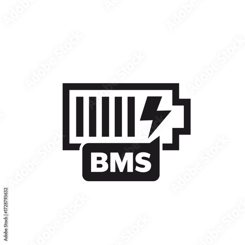 BMS icon, battery management system pictogram on white