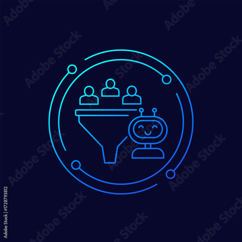 lead generation with AI icon, linear design