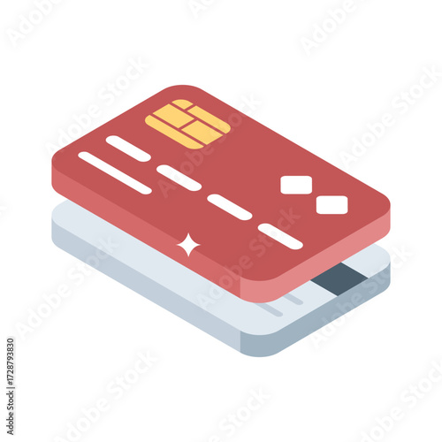 Ready to use isometric icon of debit card 