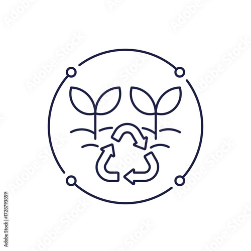 Regenerative agriculture icon, sustainable farming line design on white