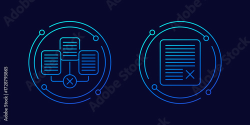 revocation icons with documents, linear design