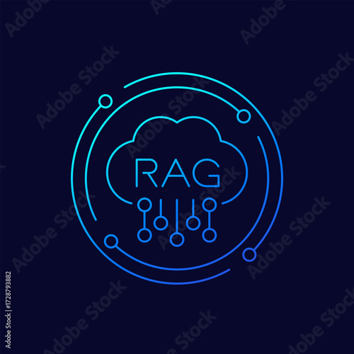 RAG framework icon, linear design