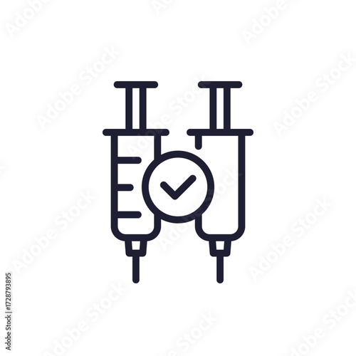 vaccine, two doses line icon on white