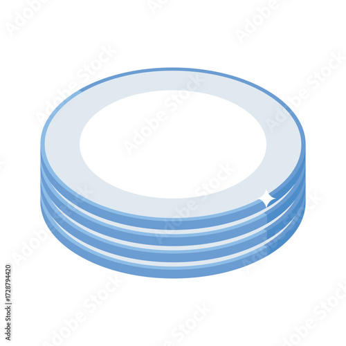 Handy isometric style icon of stacked dinner plates