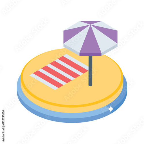 Ready to use isometric icon of beach shade umbrella