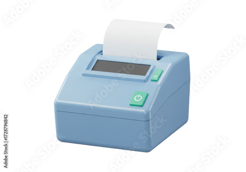 Isolated point of sale device with blank paper ready for print, sales terminal machine