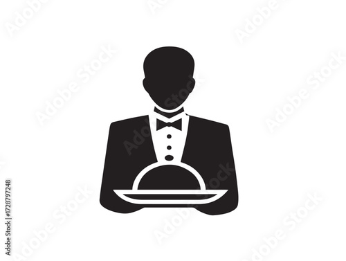 Hotel Service silhouette icon vector illustration solid black guest accommodation and care