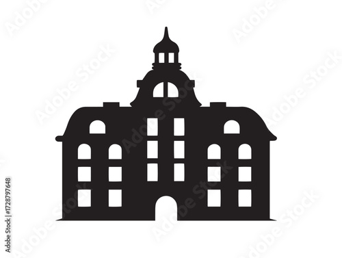 Hotel silhouette icon vector illustration solid black building and accommodation