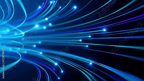 Blue Glowing Light Trails – Futuristic Technology Speed Background