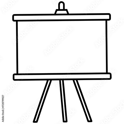 Minimalist icon of easel with blank canvas