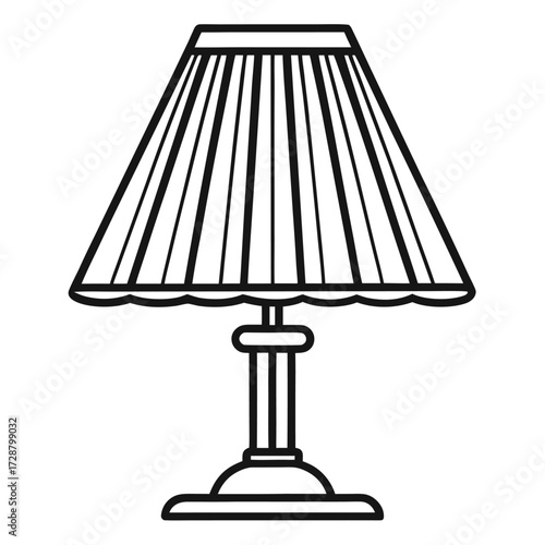 Minimalist icon of table lamp with pleated shade