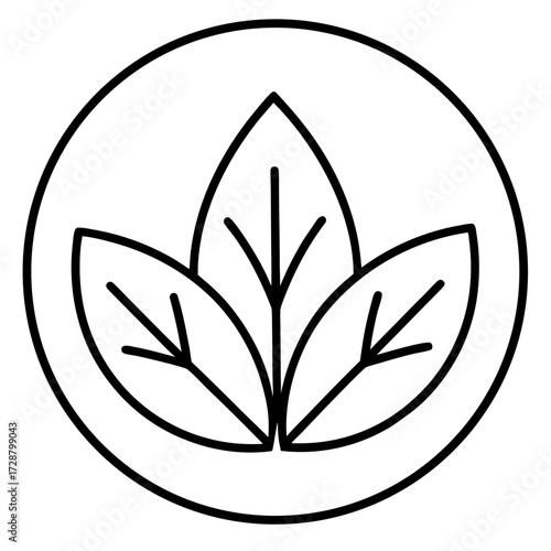 Minimalist icon of three leaves in circle symbolizing nature