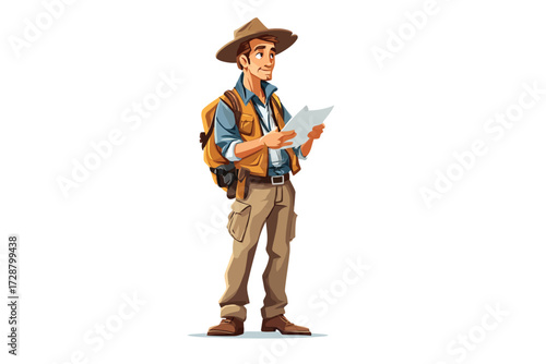 Ecotour guide at work glad isolated